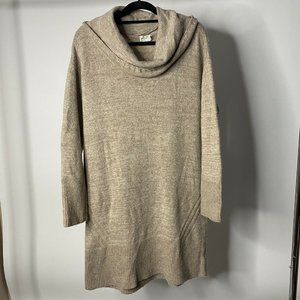 Anthropologie Women's sz L Sonoran Cowl Neck Sweater Dress Wool Blend Long Slv